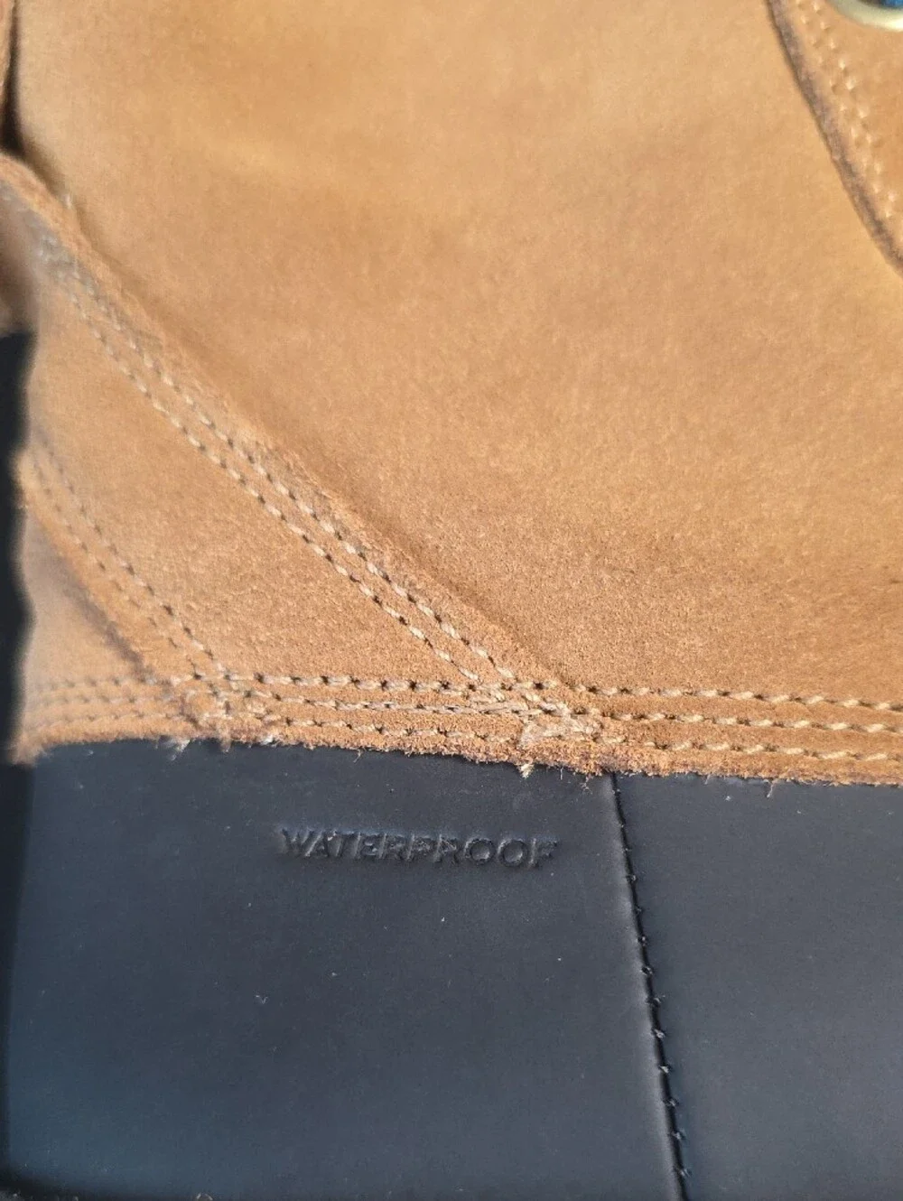 Kids Waterproof Winter Boots in Brown and Black with Blue Laces